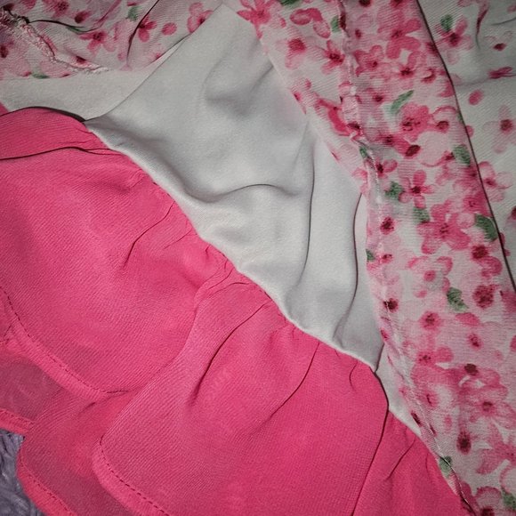 Blueberi Boulevard pink Floral chiffon dress 12 months - Picture 3 of 7